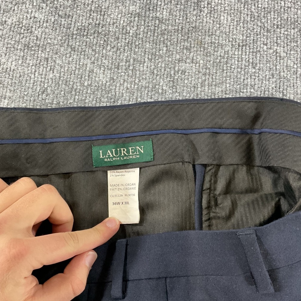 Lauren Ralph Lauren Dress Pants 36x30 Navy Pleated Cuffed Classic Fit Mens 36 30 - Picture 7 of 12